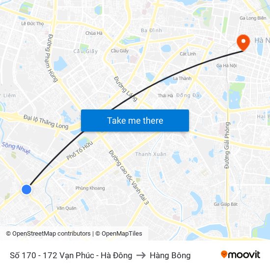 Số 170 - 172 Vạn Phúc - Hà Đông to Hàng Bông map