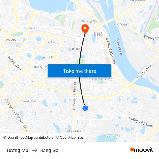 Tương Mai to Hàng Gai map