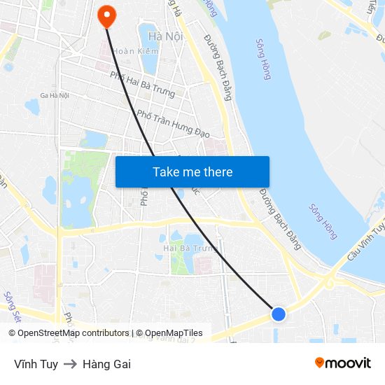 Vĩnh Tuy to Hàng Gai map