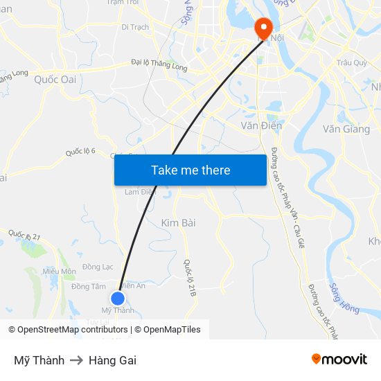 Mỹ Thành to Hàng Gai map