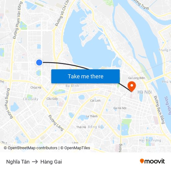 Nghĩa Tân to Hàng Gai map