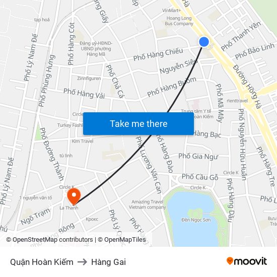 Quận Hoàn Kiếm to Hàng Gai map