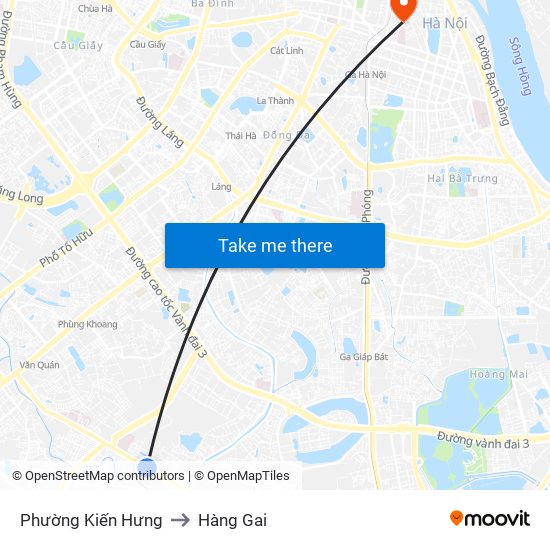 Phường Kiến Hưng to Hàng Gai map