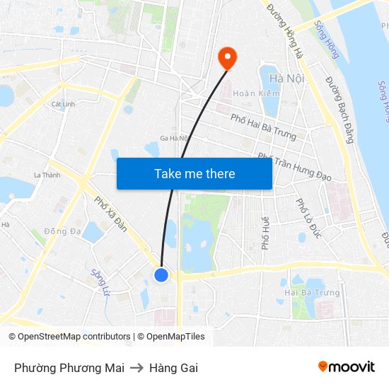 Phường Phương Mai to Hàng Gai map