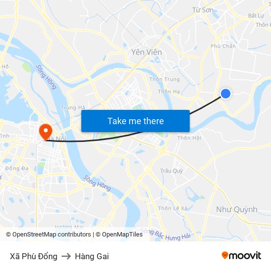 Xã Phù Đổng to Hàng Gai map