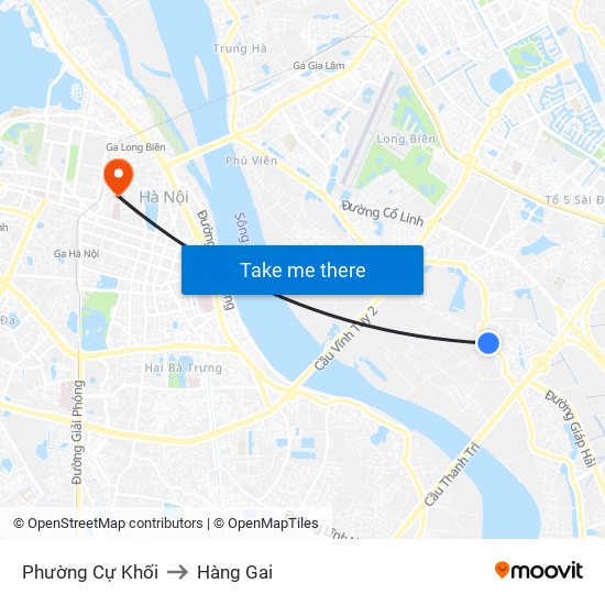 Phường Cự Khối to Hàng Gai map