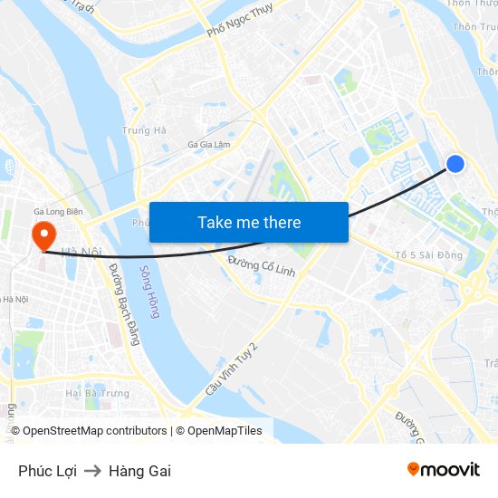 Phúc Lợi to Hàng Gai map