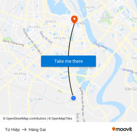 Tứ Hiệp to Hàng Gai map