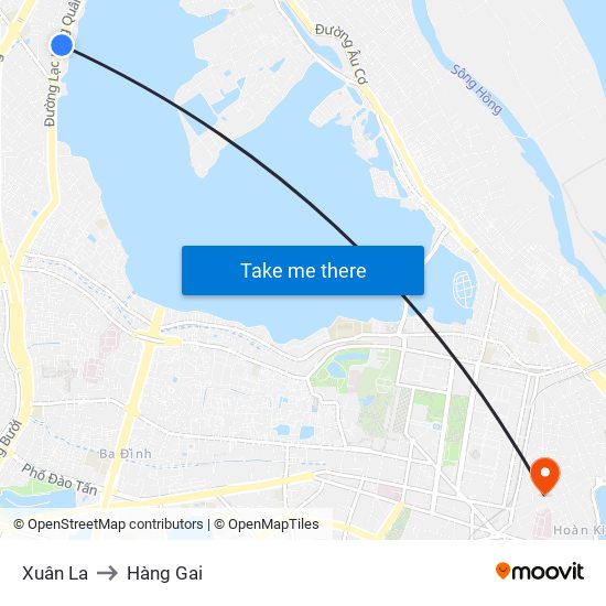 Xuân La to Hàng Gai map