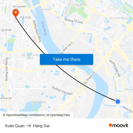 Xuân Quan to Hàng Gai map
