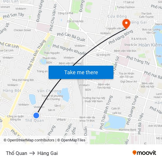 Thổ Quan to Hàng Gai map