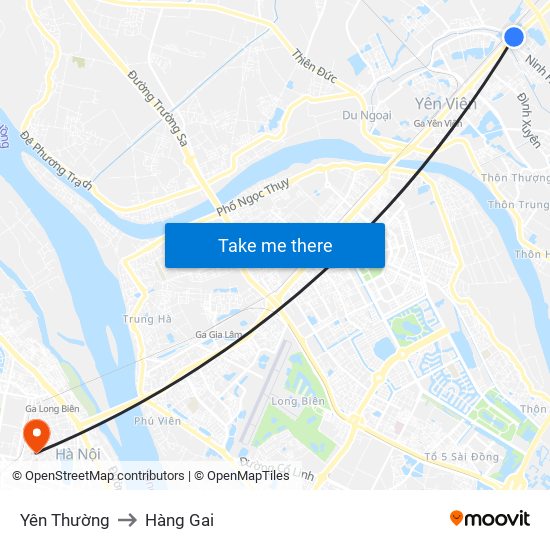 Yên Thường to Hàng Gai map