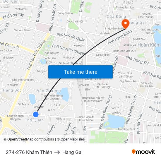 274-276 Khâm Thiên to Hàng Gai map