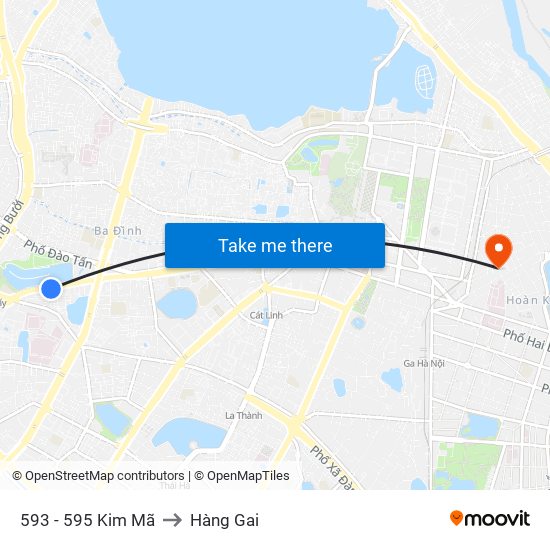 593 - 595 Kim Mã to Hàng Gai map