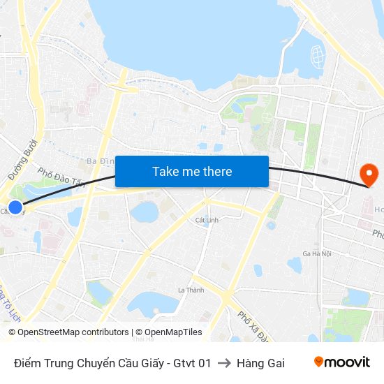 Điểm Trung Chuyển Cầu Giấy - Gtvt 01 to Hàng Gai map