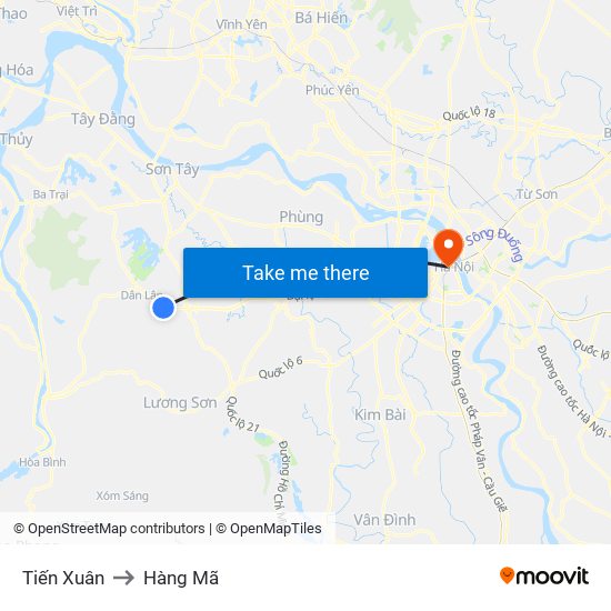 Tiến Xuân to Hàng Mã map