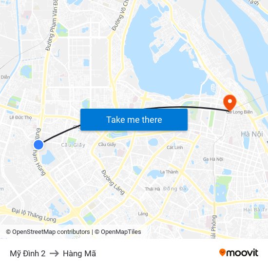 Mỹ Đình 2 to Hàng Mã map