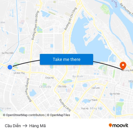 Cầu Diễn to Hàng Mã map