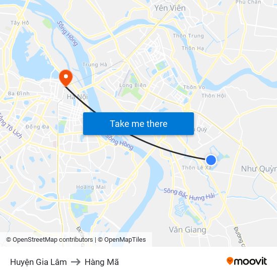 Huyện Gia Lâm to Hàng Mã map