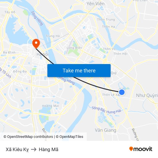 Xã Kiêu Kỵ to Hàng Mã map