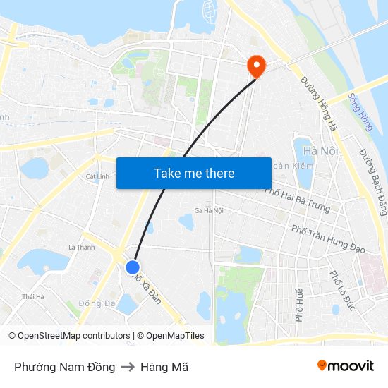 Phường Nam Đồng to Hàng Mã map