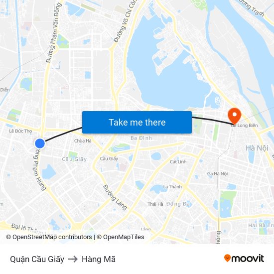 Quận Cầu Giấy to Hàng Mã map