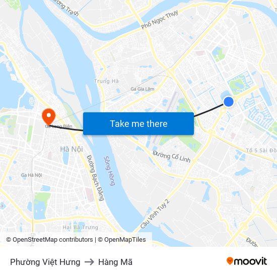 Phường Việt Hưng to Hàng Mã map