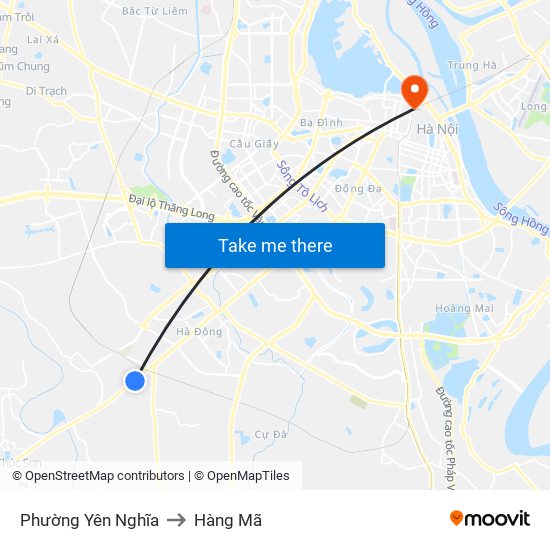 Phường Yên Nghĩa to Hàng Mã map