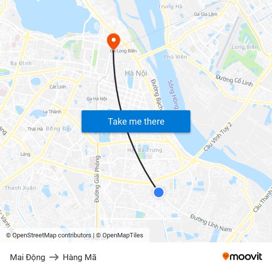 Mai Động to Hàng Mã map