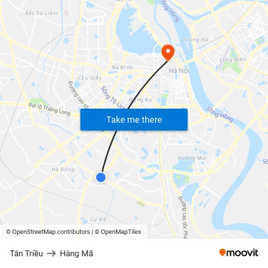 Tân Triều to Hàng Mã map