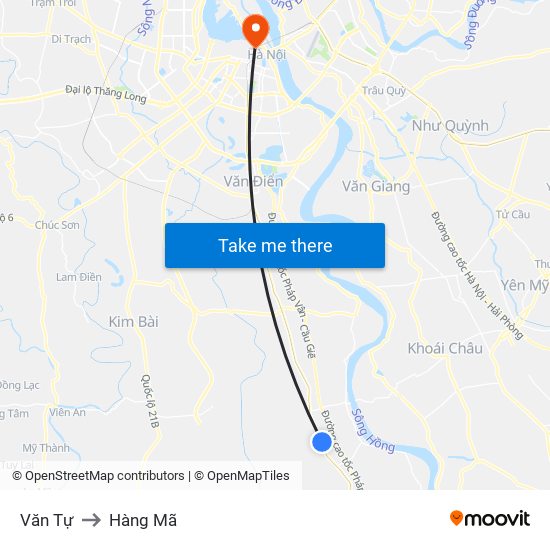 Văn Tự to Hàng Mã map