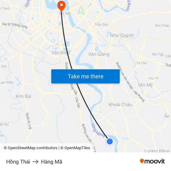 Hồng Thái to Hàng Mã map