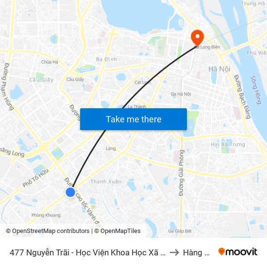 477 Nguyễn Trãi - Học Viện Khoa Học Xã Hội to Hàng Mã map