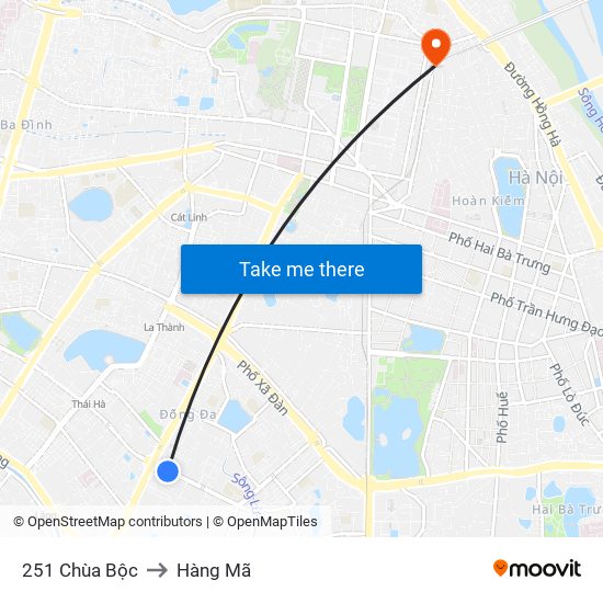 251 Chùa Bộc to Hàng Mã map