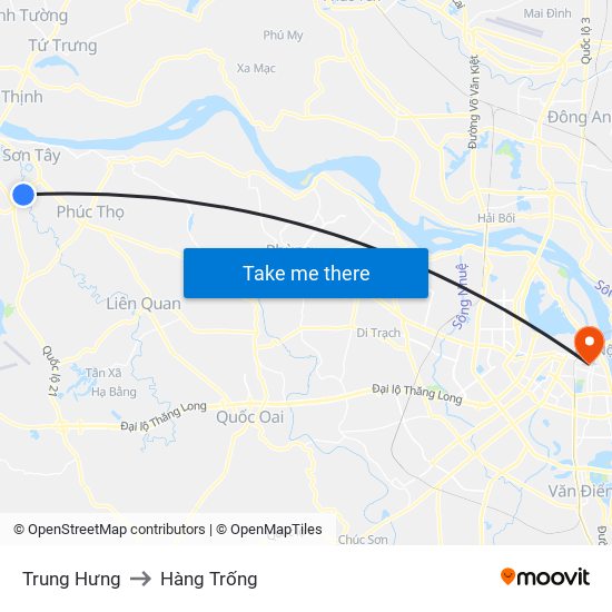 Trung Hưng to Hàng Trống map