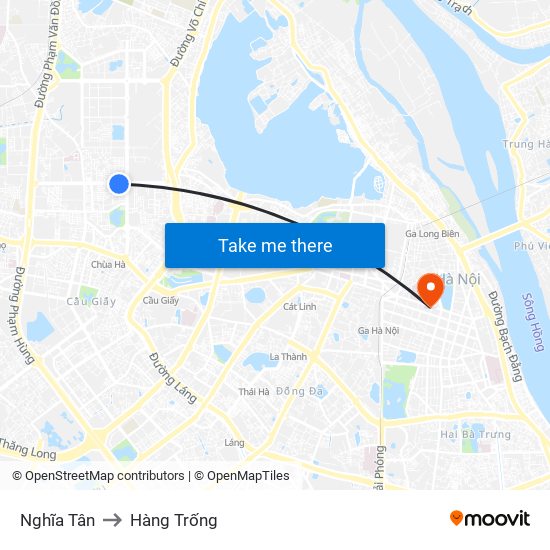 Nghĩa Tân to Hàng Trống map