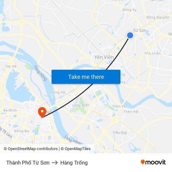 Thành Phố Từ Sơn to Hàng Trống map