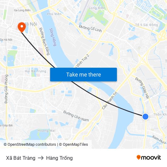 Xã Bát Tràng to Hàng Trống map