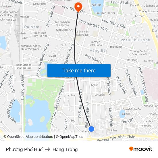 Phường Phố Huế to Hàng Trống map