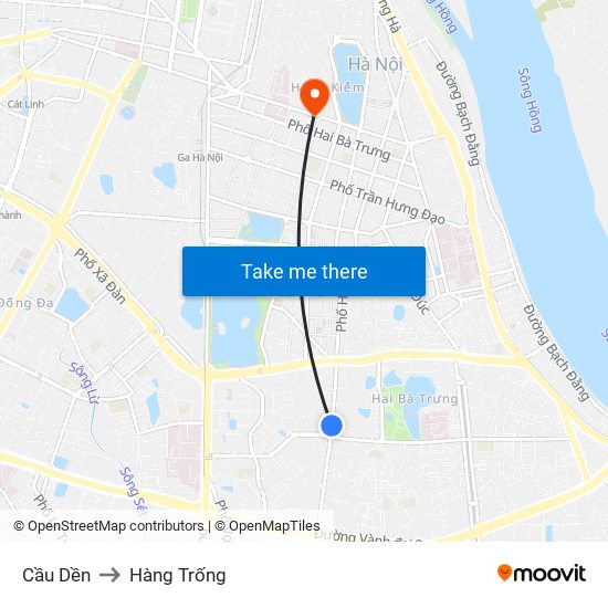 Cầu Dền to Hàng Trống map