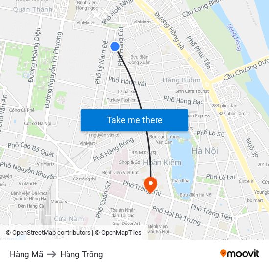 Hàng Mã to Hàng Trống map