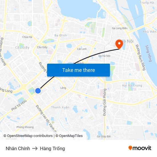Nhân Chính to Hàng Trống map