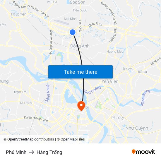 Phú Minh to Hàng Trống map