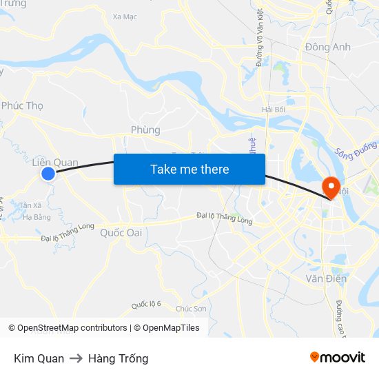Kim Quan to Hàng Trống map