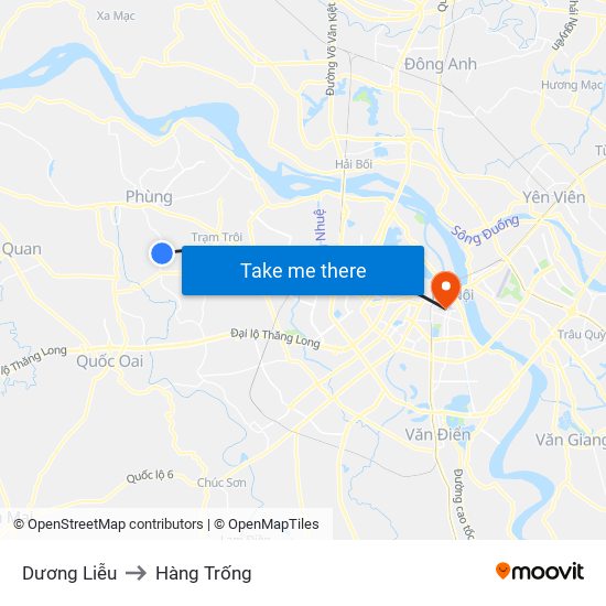 Dương Liễu to Hàng Trống map