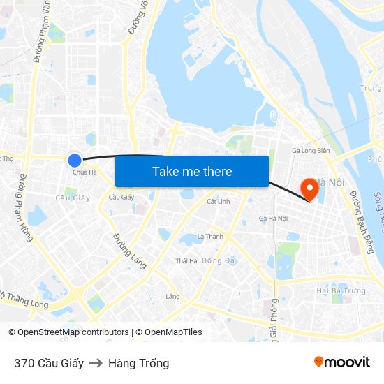 370 Cầu Giấy to Hàng Trống map