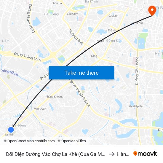 Đối Diện Đường Vào Chợ La Khê (Qua Ga Metro La Khê) - 405 Quang Trung (Hà Đông) to Hàng Trống map