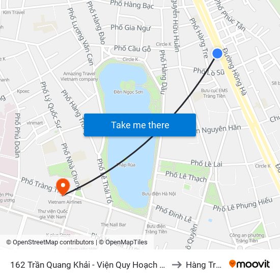 162 Trần Quang Khải - Viện Quy Hoạch Thủy Lợi to Hàng Trống map