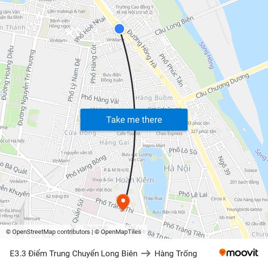 E3.3 Điểm Trung Chuyển Long Biên to Hàng Trống map