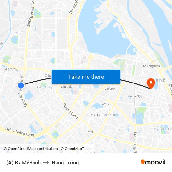 (A) Bx Mỹ Đình to Hàng Trống map